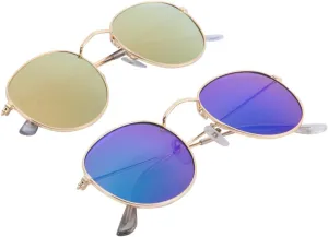 SAFIGLE Retro Frame Sunglasses Set Lightweight Stylish Circular Glasses Blue Light Blocking for Men Women Beach Outdoor Use