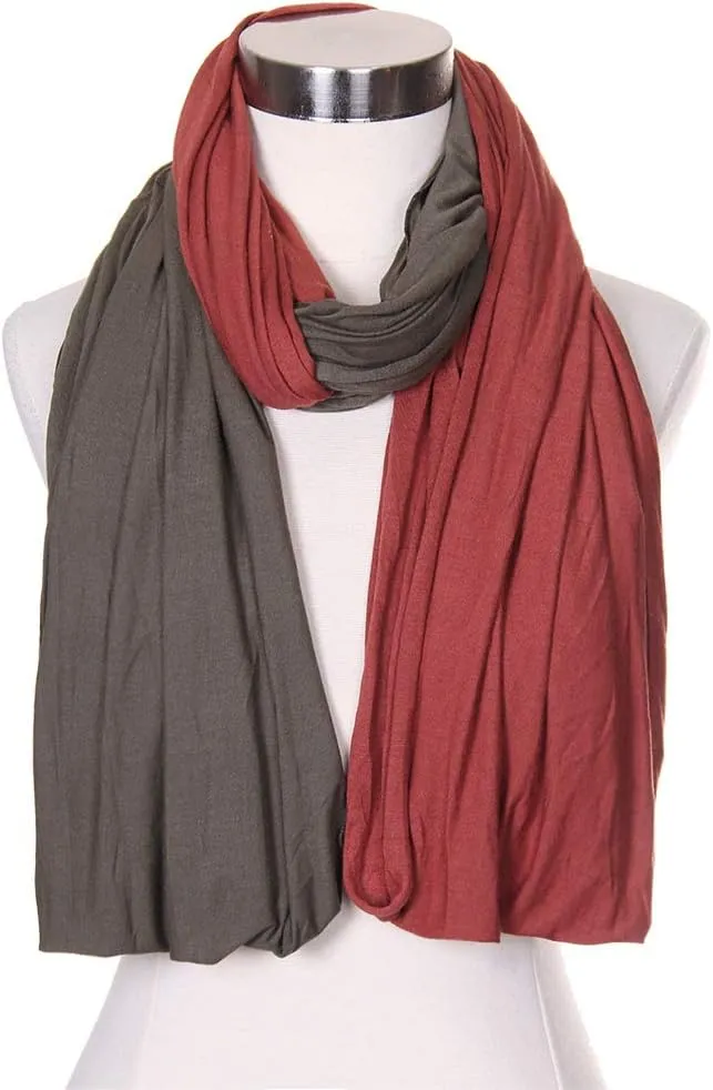 ScarvesMe Cotton Super Soft Light Weight Jersey Solid Color Two Tone Double Infinity Donut Scarf