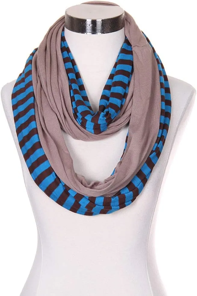 ScarvesMe Cotton Super Soft Light Weight Jersey Solid Color Two Tone Double Infinity Donut Scarf