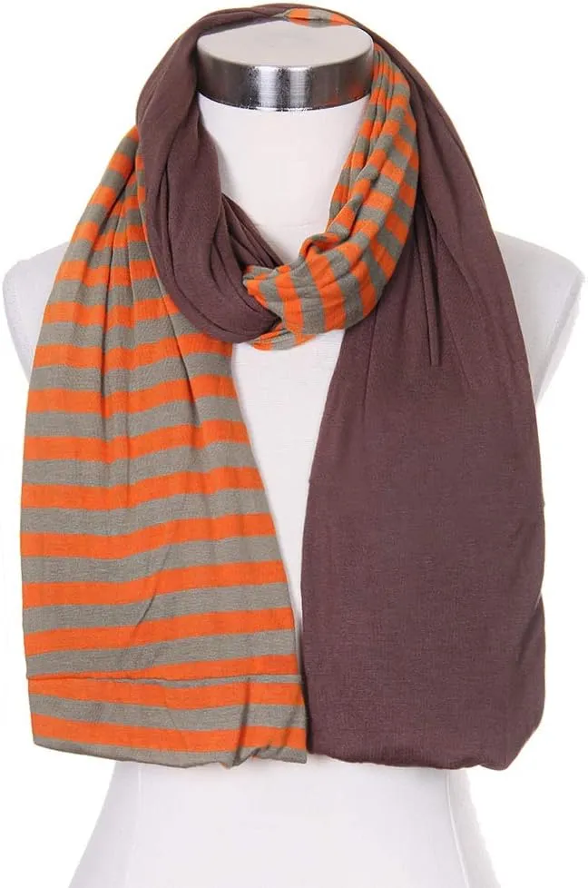 ScarvesMe Cotton Super Soft Light Weight Jersey Solid Color Two Tone Double Infinity Donut Scarf