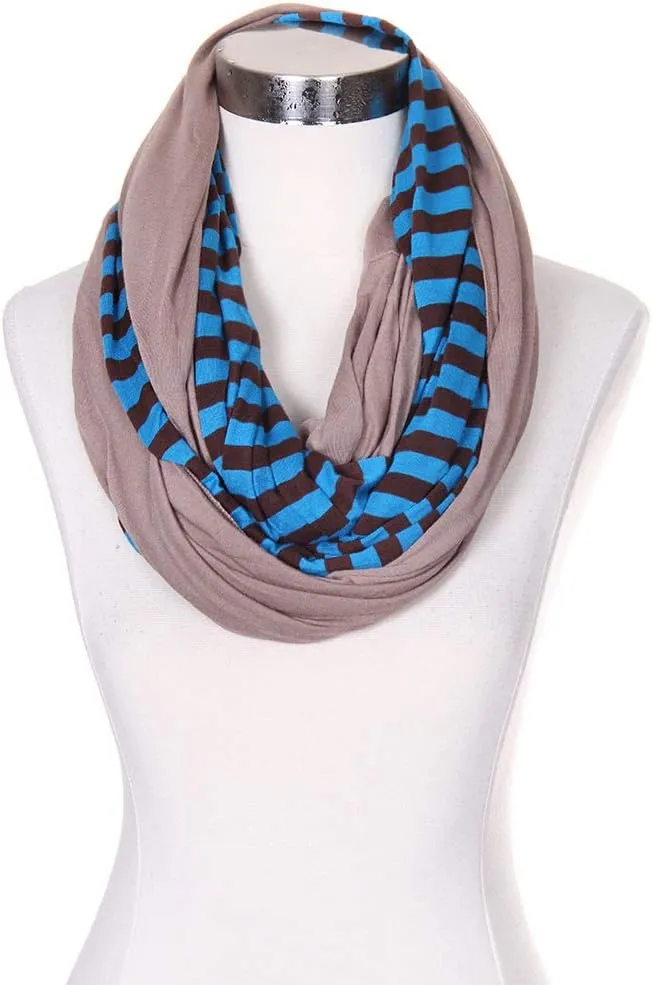 ScarvesMe Cotton Super Soft Light Weight Jersey Solid Color Two Tone Double Infinity Donut Scarf