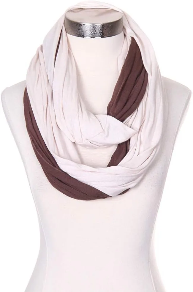 ScarvesMe Cotton Super Soft Light Weight Jersey Solid Color Two Tone Double Infinity Donut Scarf