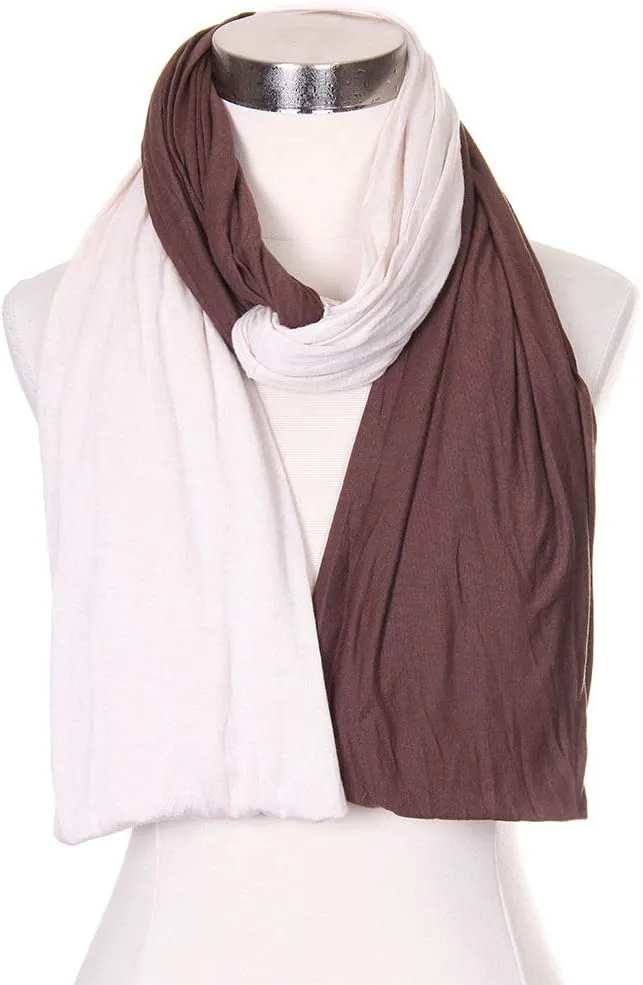 ScarvesMe Cotton Super Soft Light Weight Jersey Solid Color Two Tone Double Infinity Donut Scarf