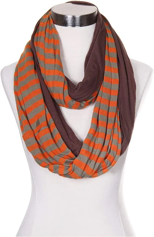 ScarvesMe Cotton Super Soft Light Weight Jersey Solid Color Two Tone Double Infinity Donut Scarf