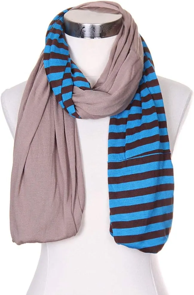ScarvesMe Cotton Super Soft Light Weight Jersey Solid Color Two Tone Double Infinity Donut Scarf