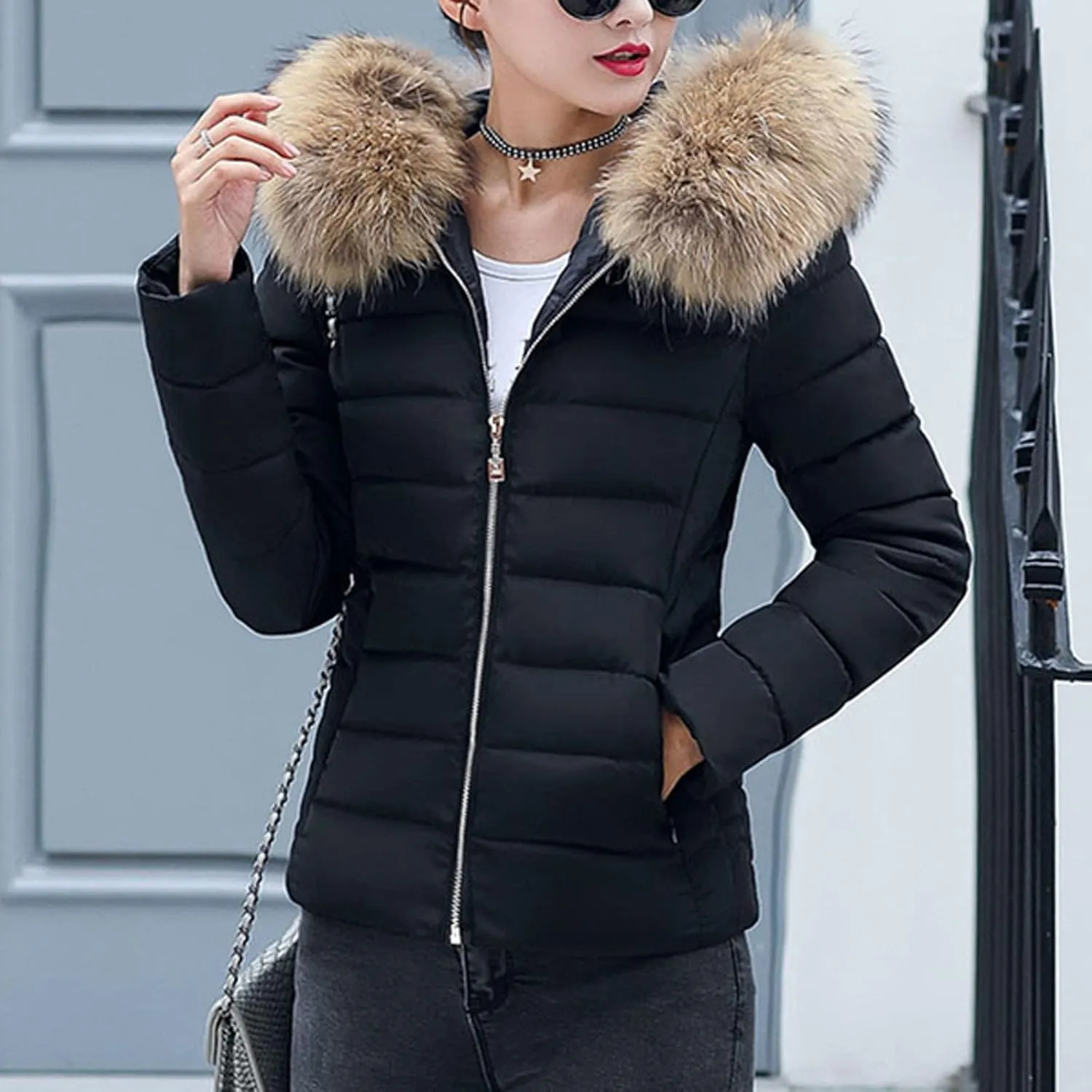 SHAOBGE for Women Plus Size Slim Women's Large Cotton Clothes Wool Cotton Padded Warm Padded Thick Coat Winter Maternity