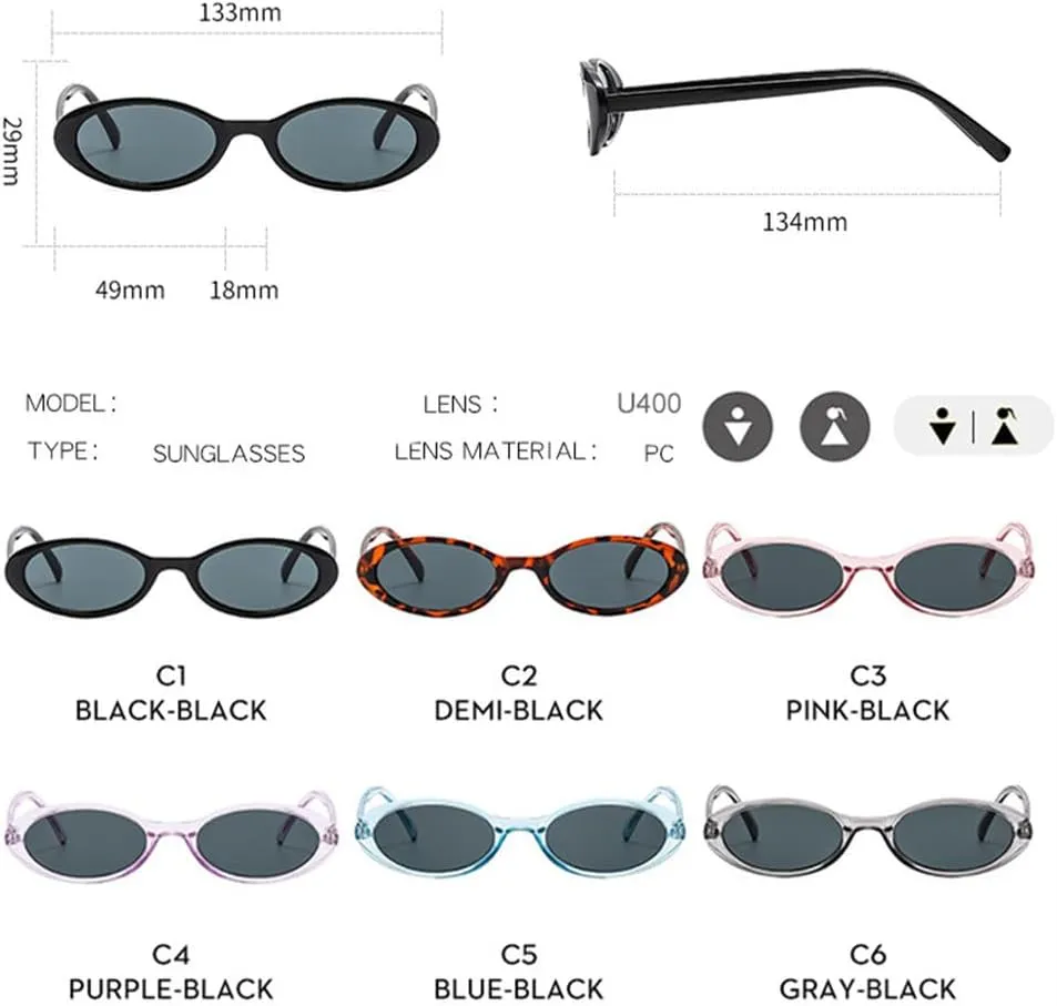 Small Oval Sunglasses Women Men Trendy Vintage Hip Hop Cat Eye Sun Glasses Female Leopard Punk Eyewear UV400