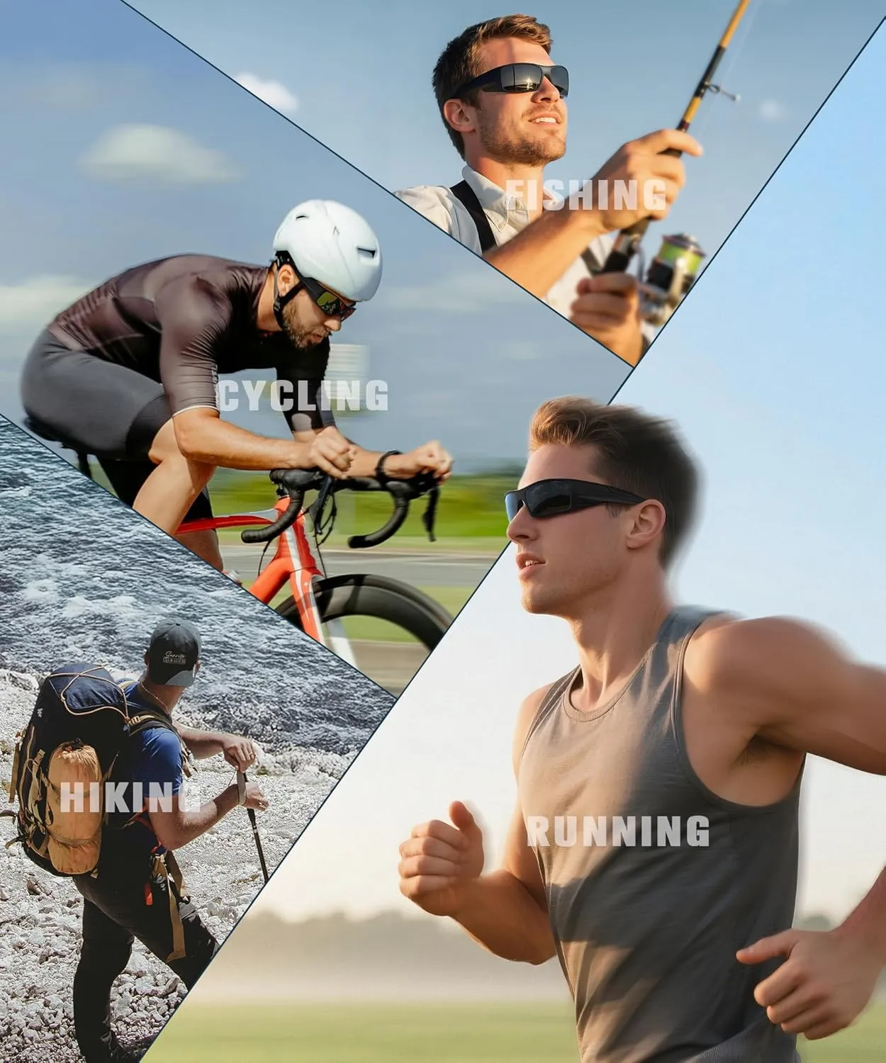 Sports Sunglasses-Men Polarized Mens-Sunglasses: Wrap Around Sun Glasses for Cycling Fishing with UV400 Protection