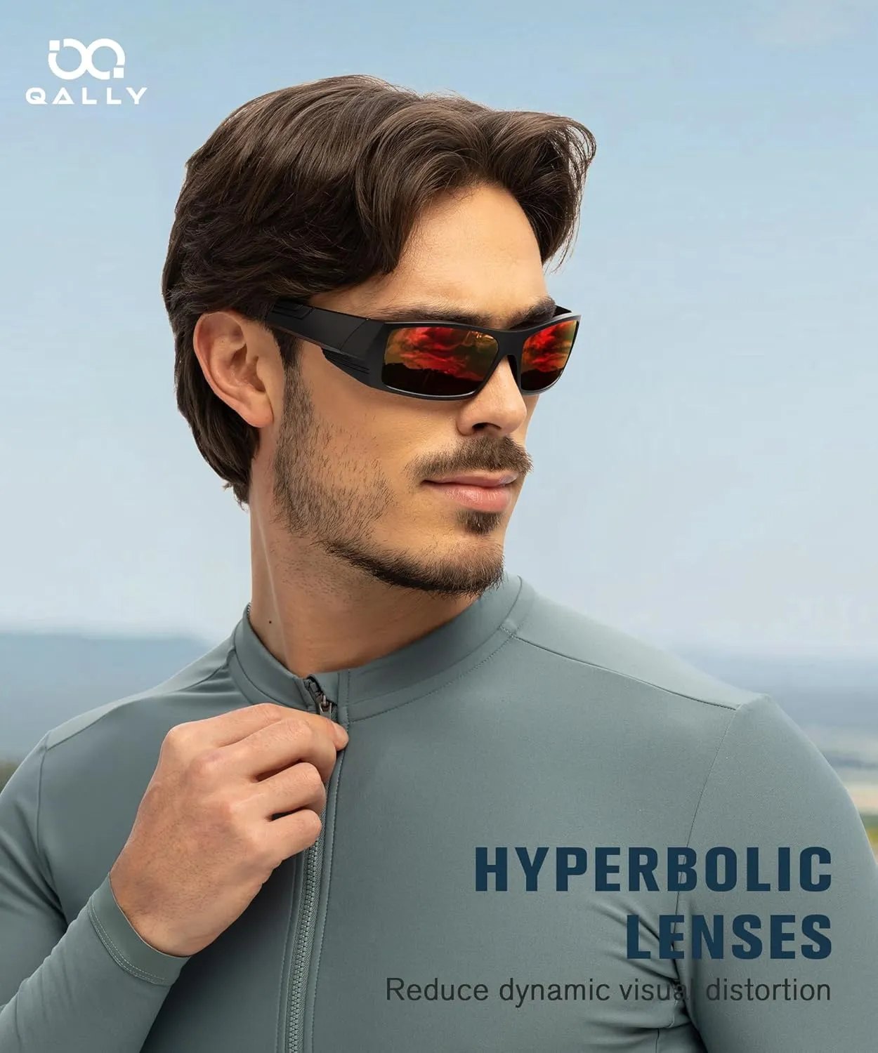 Sports Sunglasses-Men Polarized Mens-Sunglasses: Wrap Around Sun Glasses for Cycling Fishing with UV400 Protection