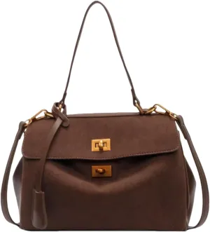 Suede Tote Bag for Women, Womens Purse Slouchy Hobo Handbag Brown Retro Top Handle Bag, Fashion Shoulder Satchel Work Bags