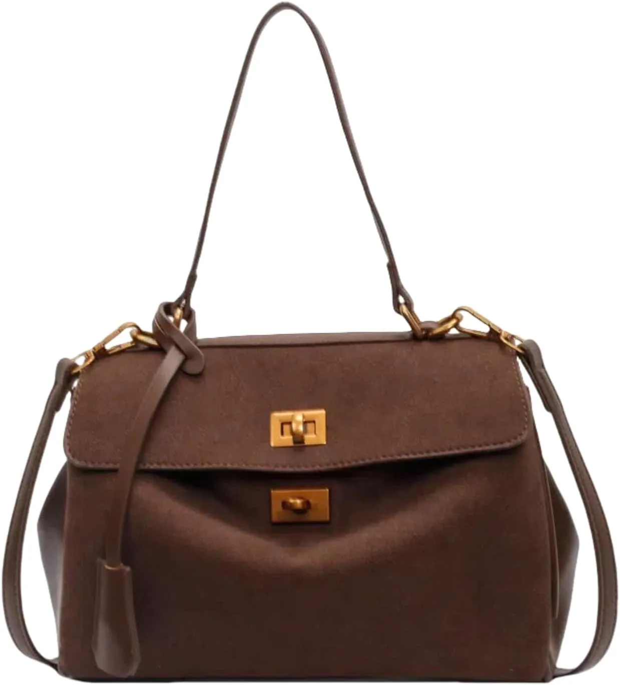Suede Tote Bag for Women, Womens Purse Slouchy Hobo Handbag Brown Retro Top Handle Bag, Fashion Shoulder Satchel Work Bags