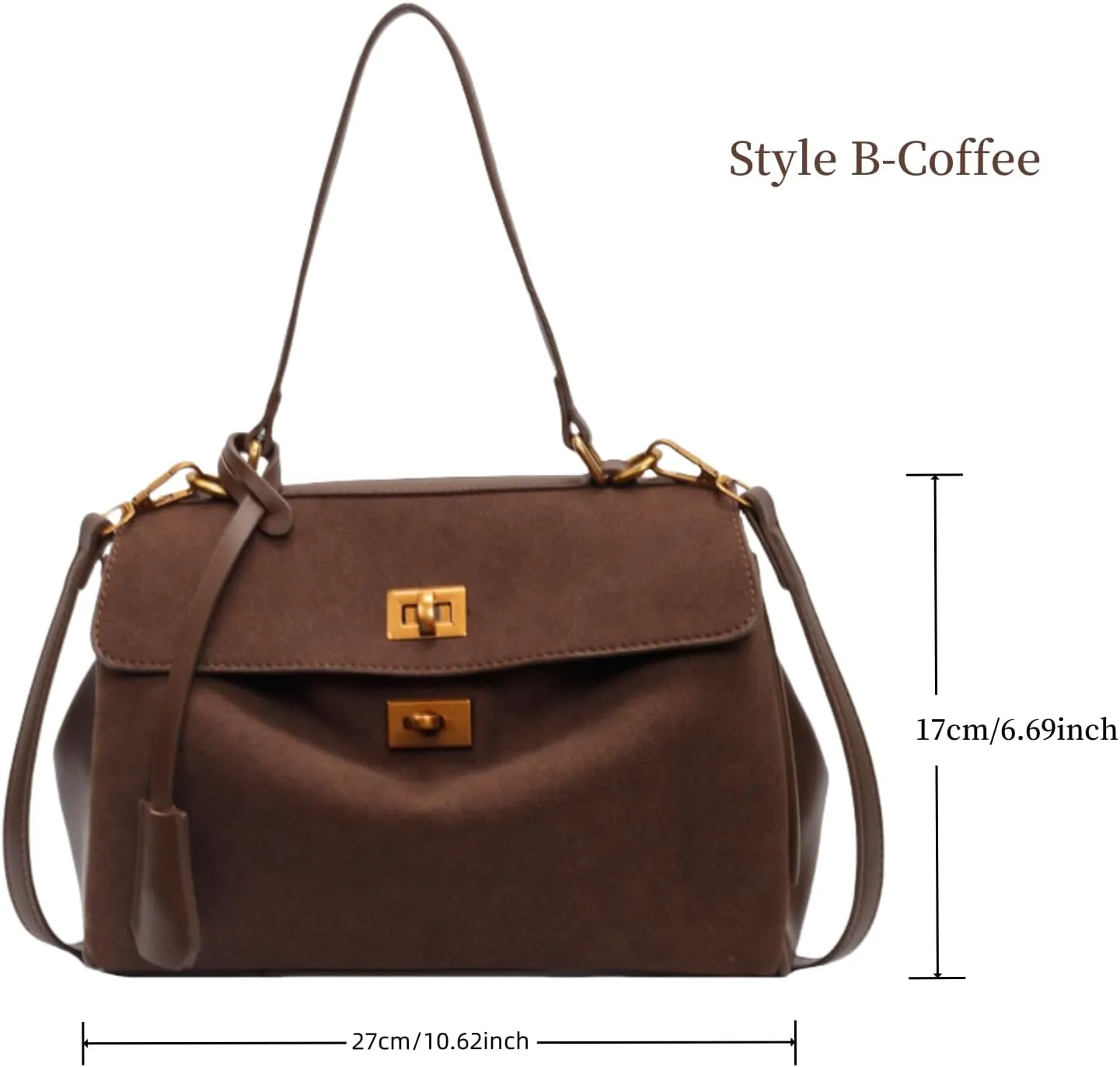 Suede Tote Bag for Women, Womens Purse Slouchy Hobo Handbag Brown Retro Top Handle Bag, Fashion Shoulder Satchel Work Bags