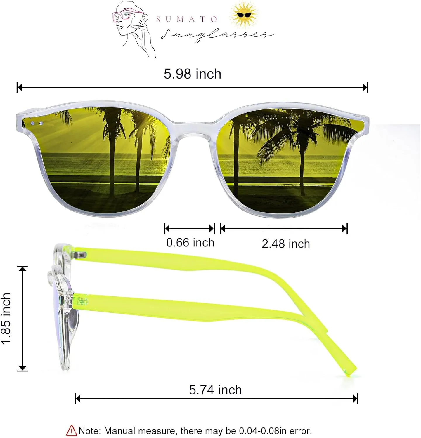 Sumato Sunglasses Womens, Cat Eye Pink Sunglasses for Women with Mirrored Trendy Lens UV400 Blocking