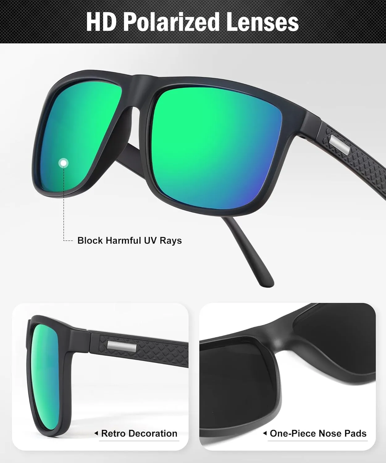 Sunglasses-for-Men Polarized Mens Sunglasses: Retro Sun glasses with UV Protection for Driving Fishing Golf