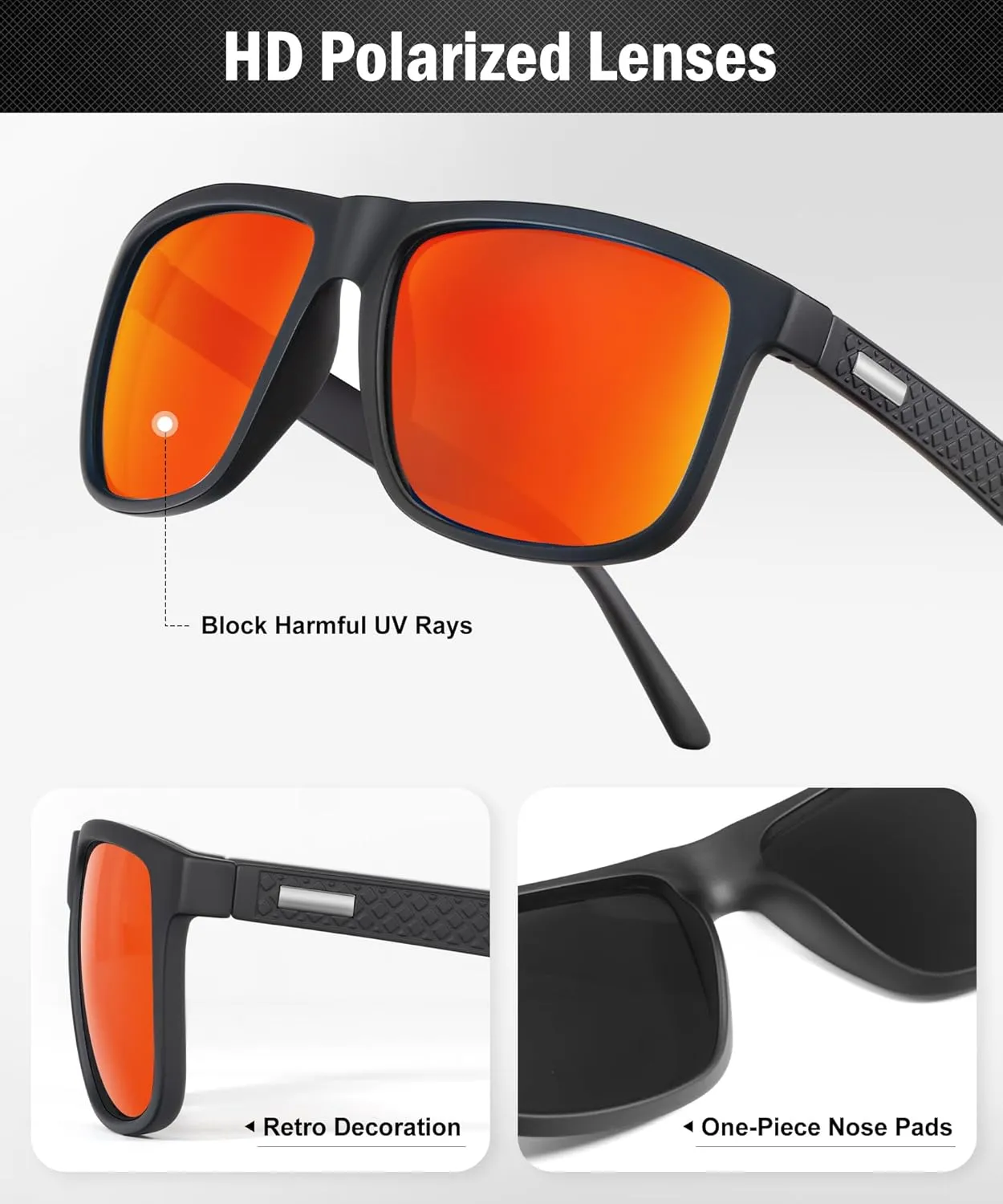 Sunglasses-for-Men Polarized Mens Sunglasses: Retro Sun glasses with UV Protection for Driving Fishing Golf