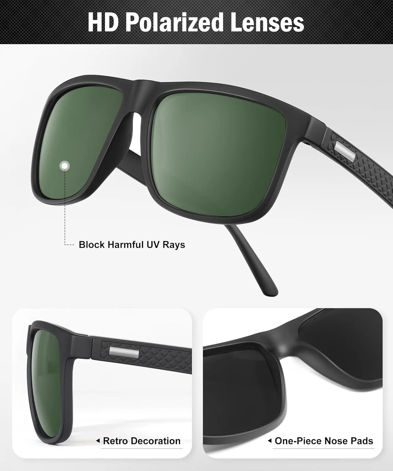 Sunglasses-for-Men Polarized Mens Sunglasses: Retro Sun glasses with UV Protection for Driving Fishing Golf