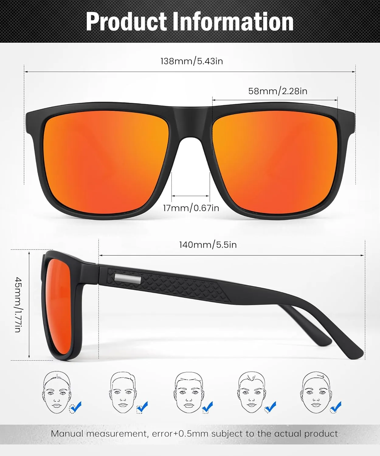 Sunglasses-for-Men Polarized Mens Sunglasses: Retro Sun glasses with UV Protection for Driving Fishing Golf