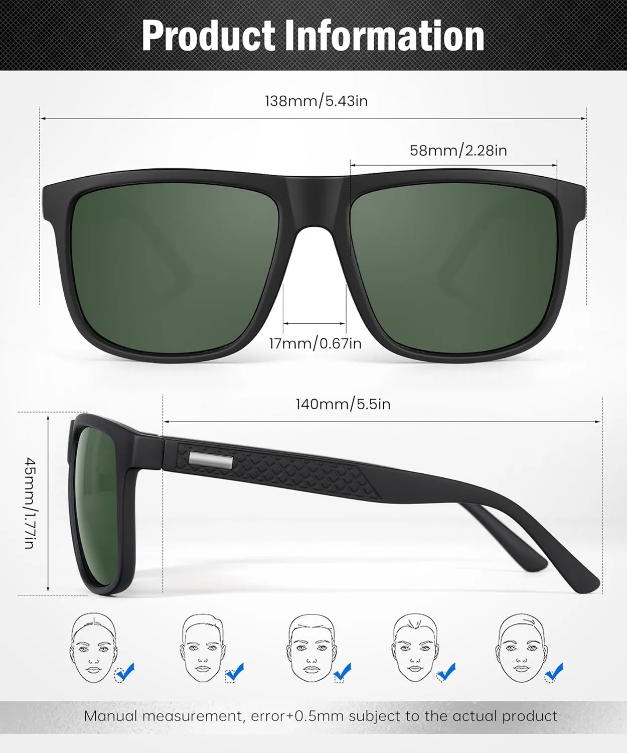 Sunglasses-for-Men Polarized Mens Sunglasses: Retro Sun glasses with UV Protection for Driving Fishing Golf