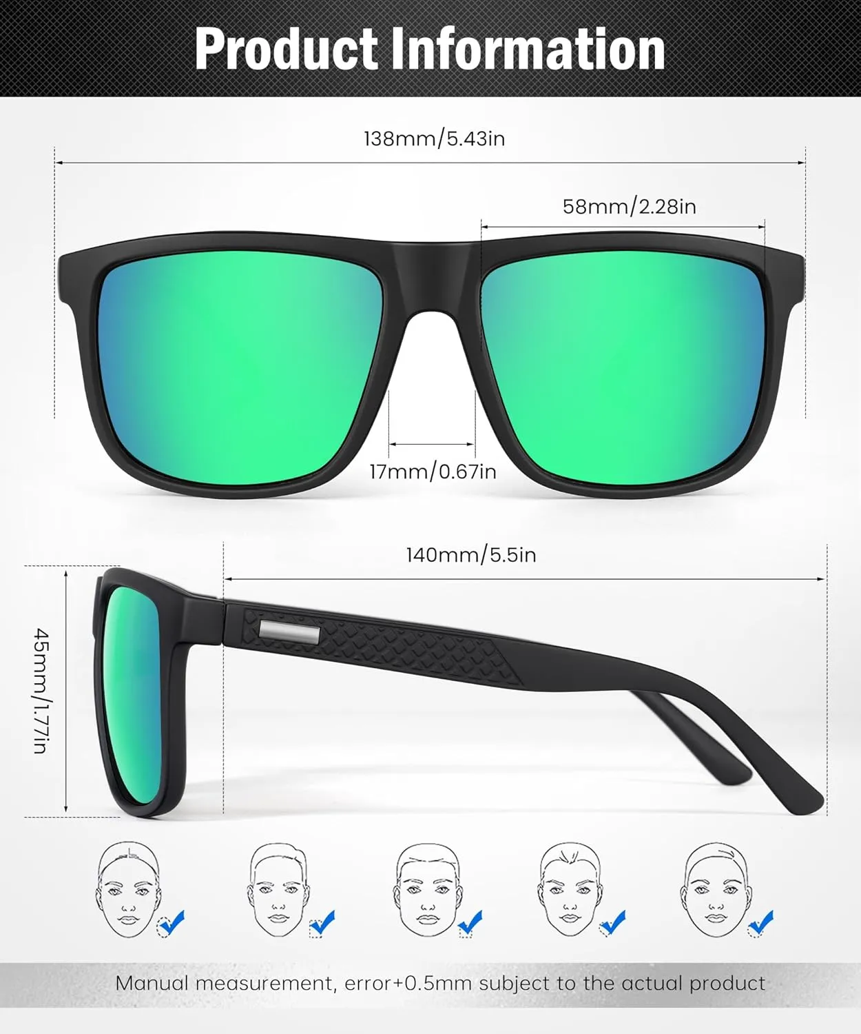 Sunglasses-for-Men Polarized Mens Sunglasses: Retro Sun glasses with UV Protection for Driving Fishing Golf