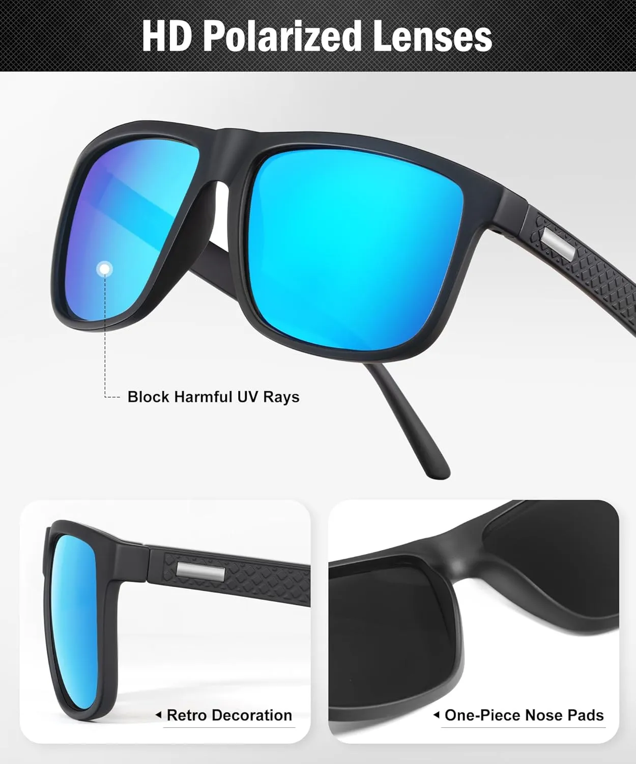 Sunglasses-for-Men Polarized Mens Sunglasses: Retro Sun glasses with UV Protection for Driving Fishing Golf