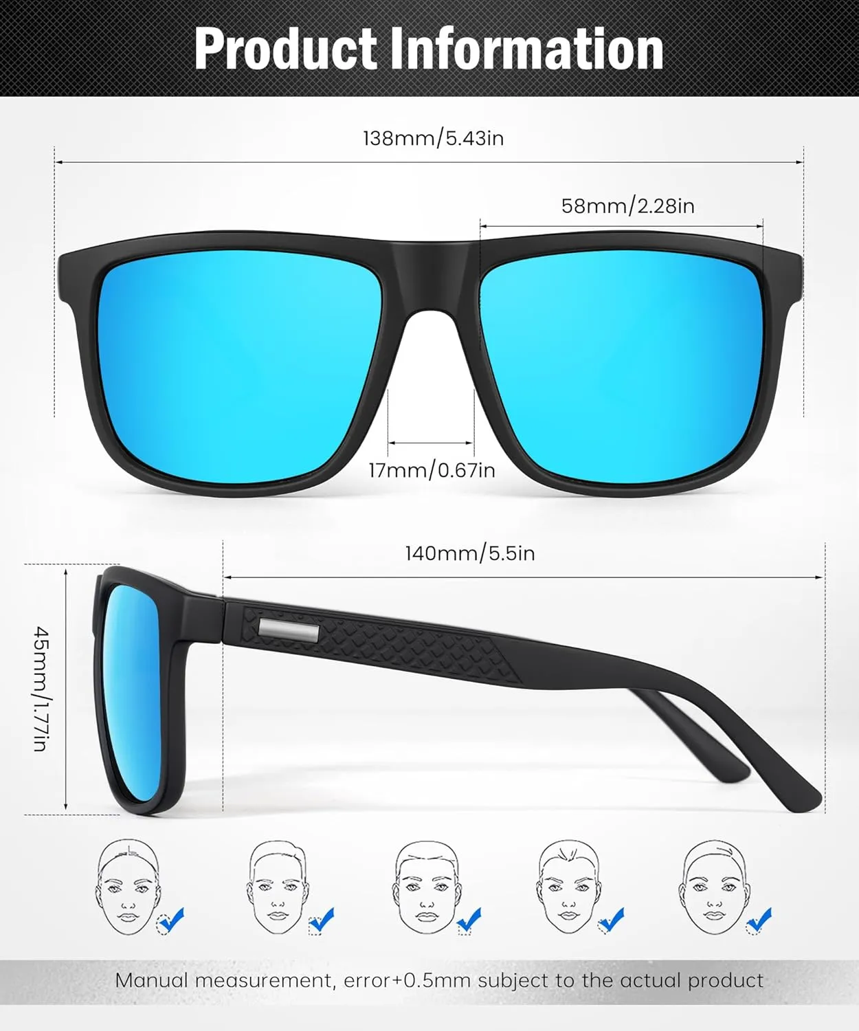 Sunglasses-for-Men Polarized Mens Sunglasses: Retro Sun glasses with UV Protection for Driving Fishing Golf