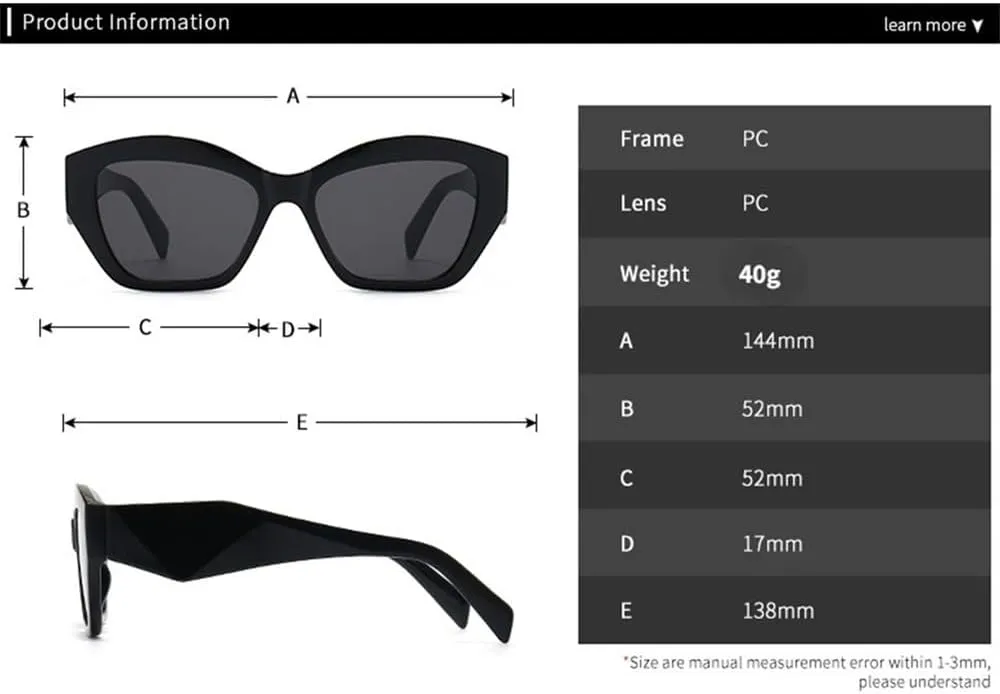 Sunglasses Women Vintage Square Sun Glasses Retro Black Ladies Cat Eye Eyewear Eyeglasses