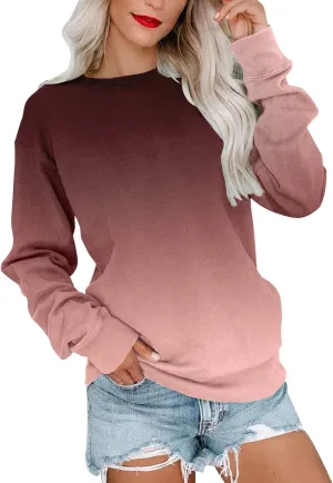 Sweatshirt for Women Fall Sweatshirts Womens Casual Crewneck Long Sleeve Graphic Tie Dye Tunic Tops Loose Fitting Pullovers