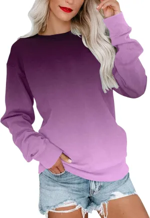 Sweatshirt for Women Fall Sweatshirts Womens Casual Crewneck Long Sleeve Graphic Tie Dye Tunic Tops Loose Fitting Pullovers