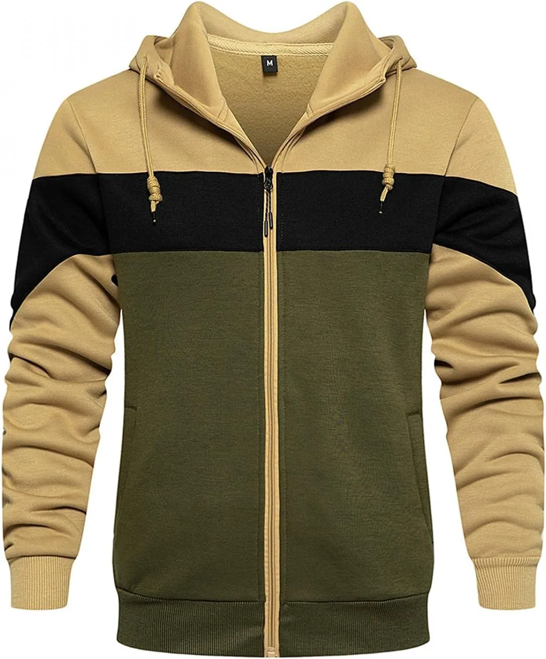 Sweatshirts for Men Zip Up Hoodie,Men's Hoodies Zip Front Sweatshirt Color Blocking Hooded Full Zip for Men Sweaters