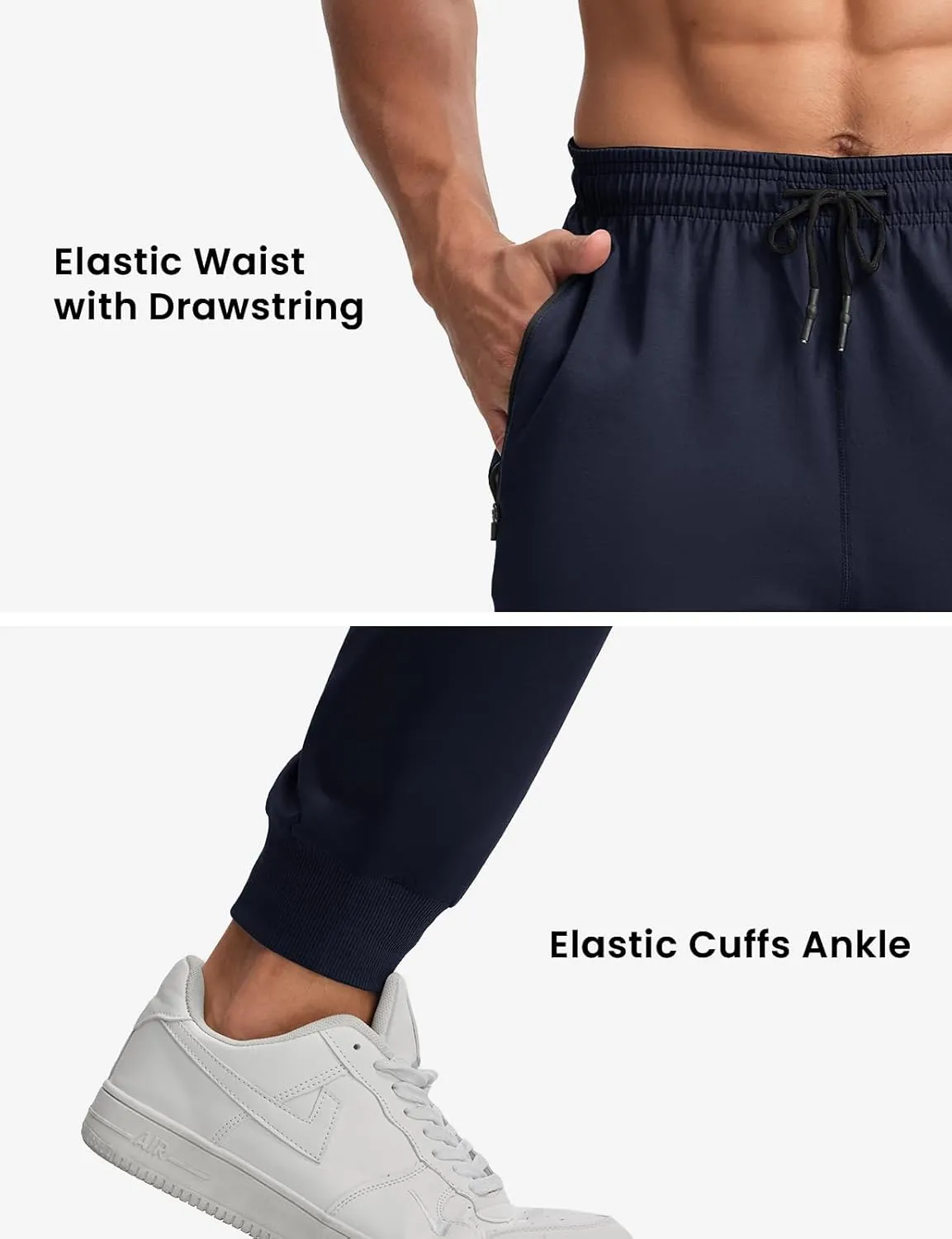 TBMPOY Men's Sweatpants with Zipper Pockets Lightweight Joggers Slim Fit Athletic Pants for Track Running Workout