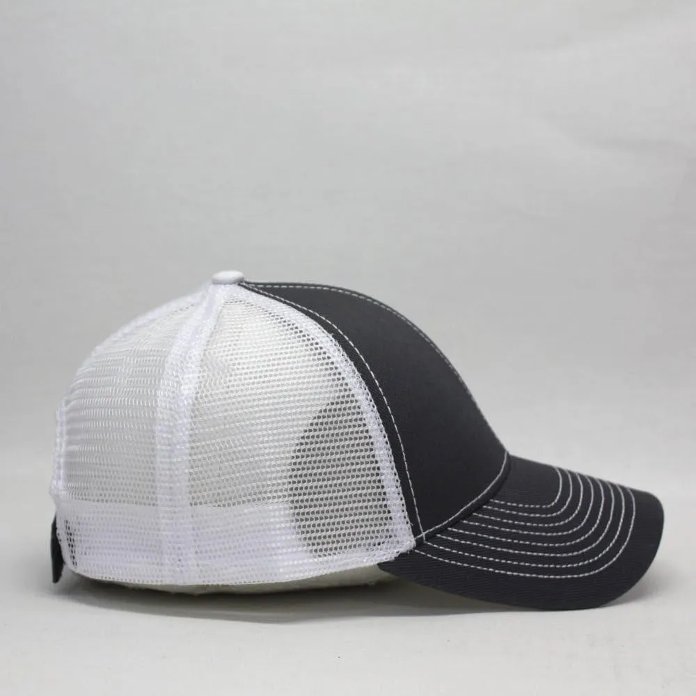 The Vintage Year Plain Two Tone Cotton Twill Mesh Adjustable Trucker Baseball Cap