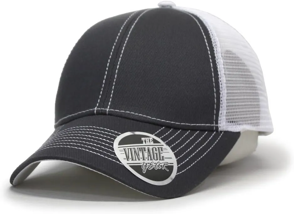 The Vintage Year Plain Two Tone Cotton Twill Mesh Adjustable Trucker Baseball Cap