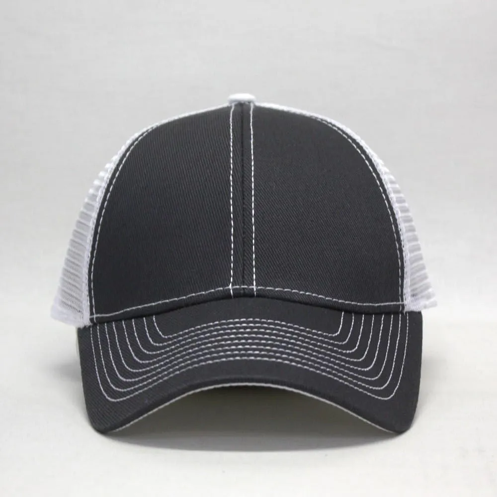 The Vintage Year Plain Two Tone Cotton Twill Mesh Adjustable Trucker Baseball Cap