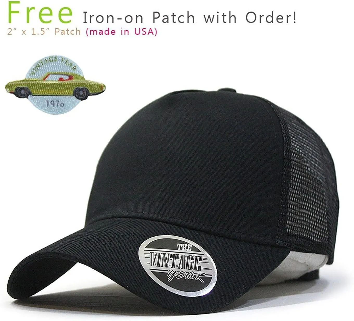 The Vintage Year Plain Two Tone Cotton Twill Mesh Adjustable Trucker Baseball Cap