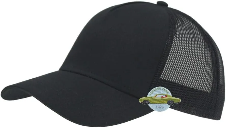 The Vintage Year Plain Two Tone Cotton Twill Mesh Adjustable Trucker Baseball Cap