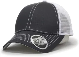 The Vintage Year Plain Two Tone Cotton Twill Mesh Adjustable Trucker Baseball Cap