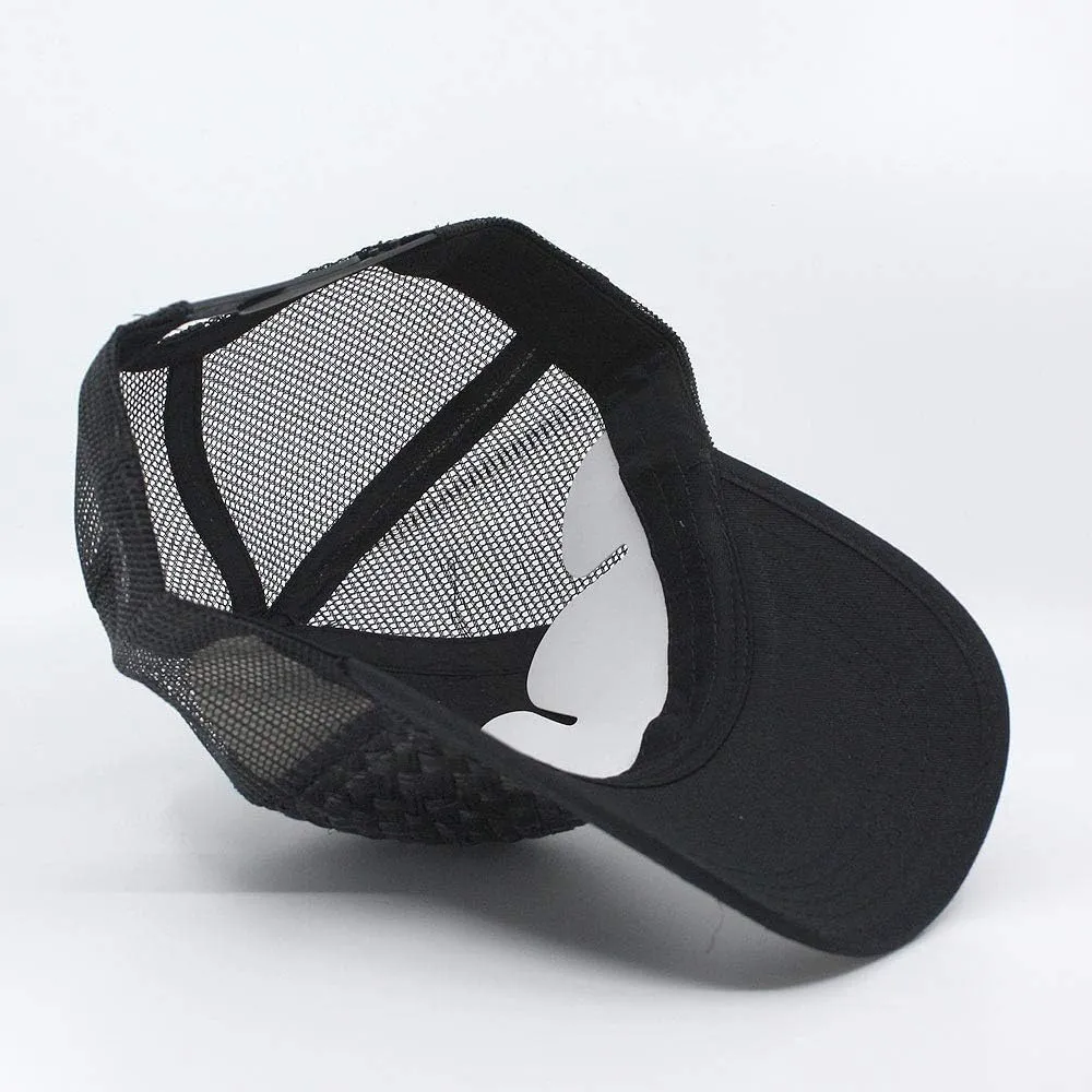 The Vintage Year Two Tone Toyo Straw Natural Paper Mesh Adjustable Trucker Baseball Cap
