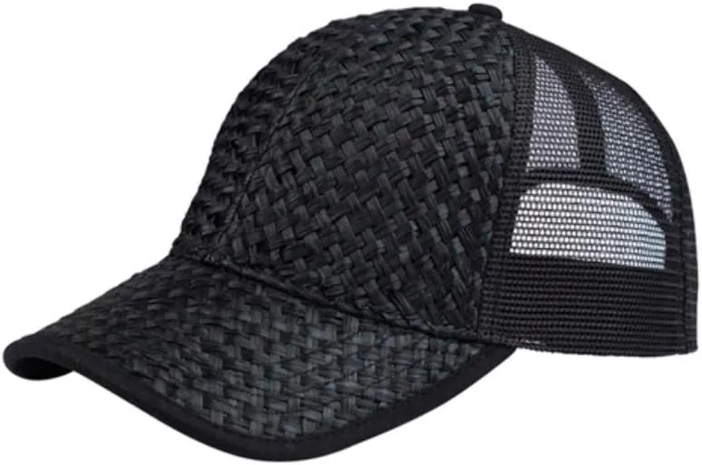 The Vintage Year Two Tone Toyo Straw Natural Paper Mesh Adjustable Trucker Baseball Cap