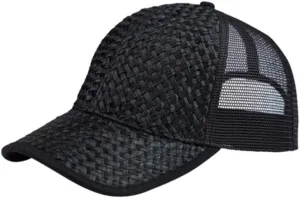 The Vintage Year Two Tone Toyo Straw Natural Paper Mesh Adjustable Trucker Baseball Cap