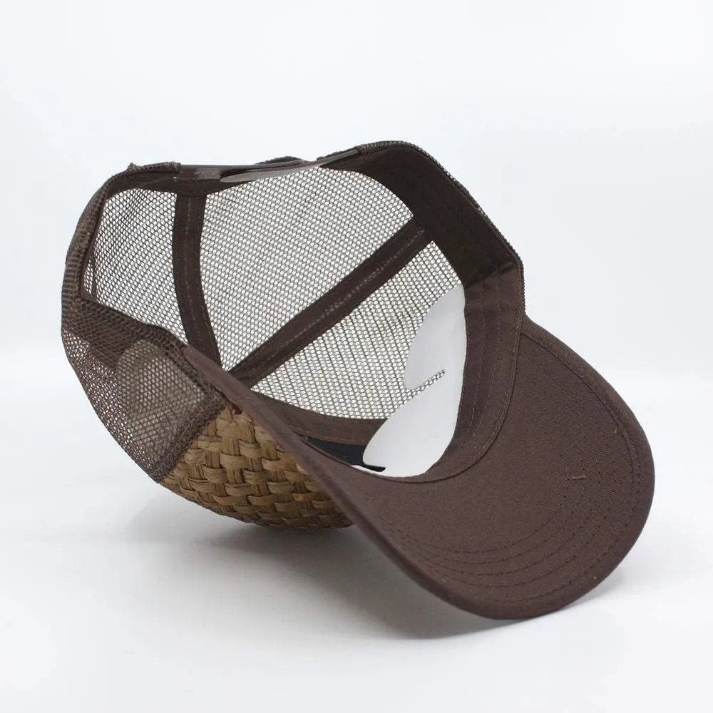 The Vintage Year Two Tone Toyo Straw Natural Paper Mesh Adjustable Trucker Baseball Cap