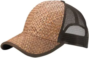 The Vintage Year Two Tone Toyo Straw Natural Paper Mesh Adjustable Trucker Baseball Cap
