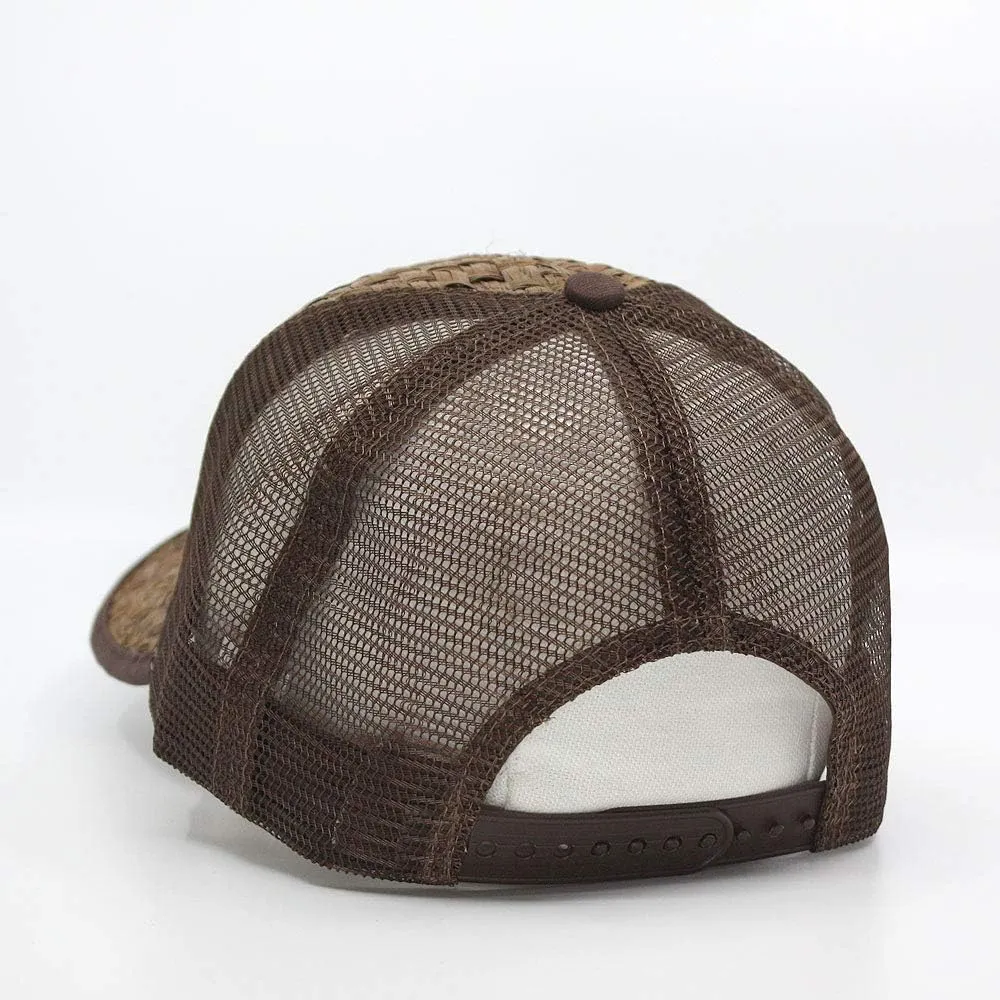 The Vintage Year Two Tone Toyo Straw Natural Paper Mesh Adjustable Trucker Baseball Cap