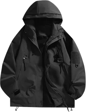 Today Prime Big Deal on Lightweight Sport Jacket Men Hooded Cotton Coat Mens Cotton Jackets 4 Layer Jacket Men Planet Jacket Mens Birthday Gifts F-Black