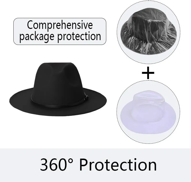 Tweed Panama Wide Brim Fedora Hat, Two Tone Colors, Two Sizes, with Leather Belt