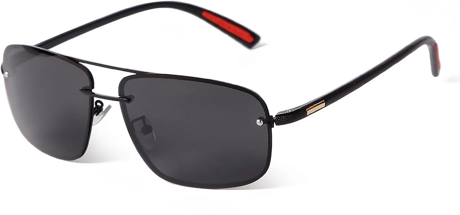 Ultra Lightweight Polarized Square Aviator Sunglasses for Men Women Trendy Fashion Double Bridge Pilot Sun Glasses