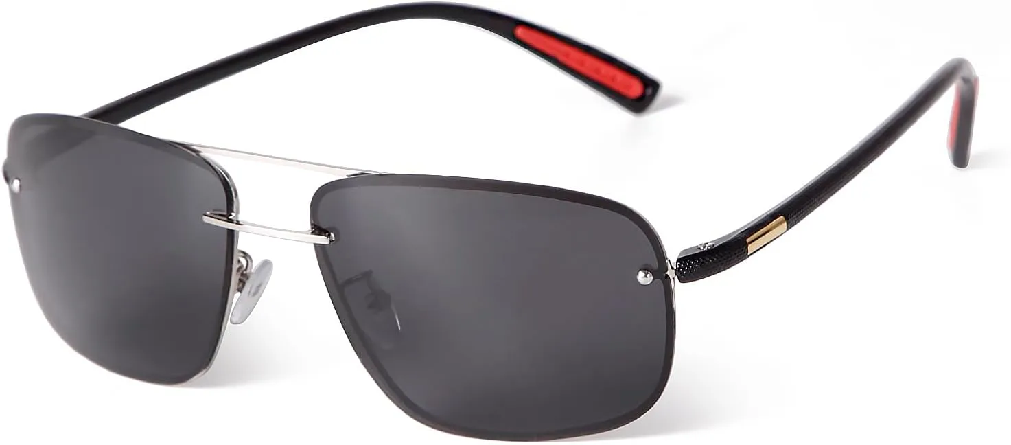 Ultra Lightweight Polarized Square Aviator Sunglasses for Men Women Trendy Fashion Double Bridge Pilot Sun Glasses