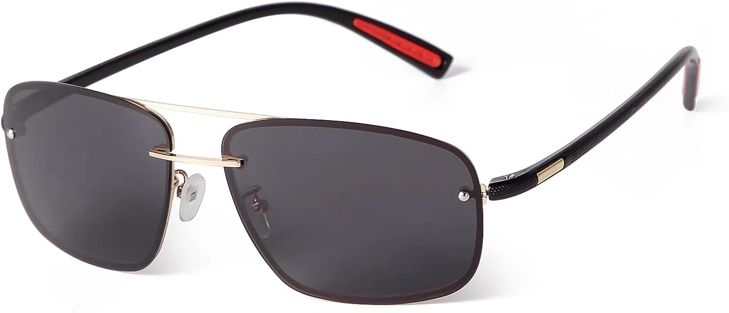 Ultra Lightweight Polarized Square Aviator Sunglasses for Men Women Trendy Fashion Double Bridge Pilot Sun Glasses