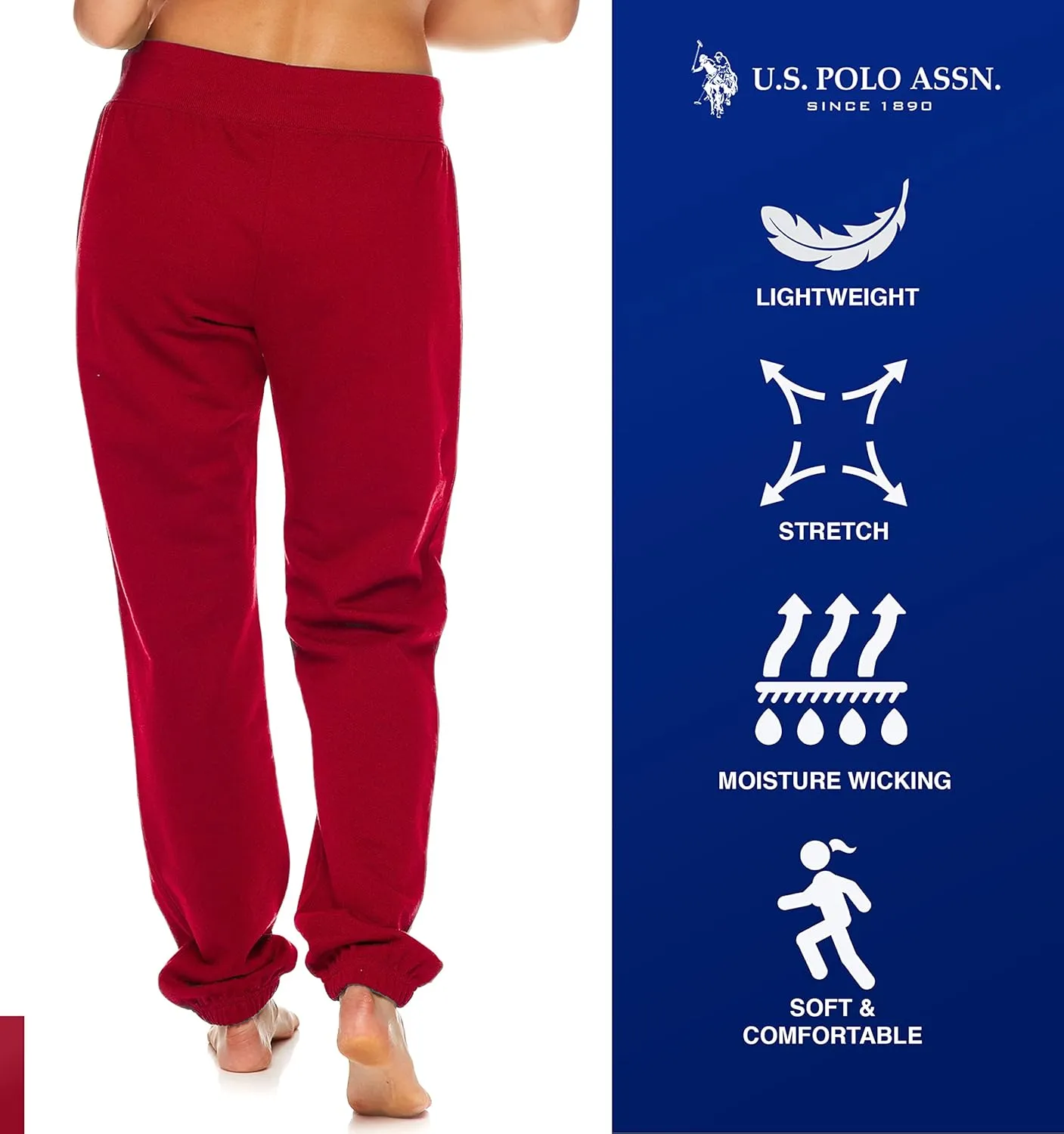 U.S. Polo Assn. Womens Sweatpants - Women Joggers Sweats with Logo Print - French Terry Poly-Cotton