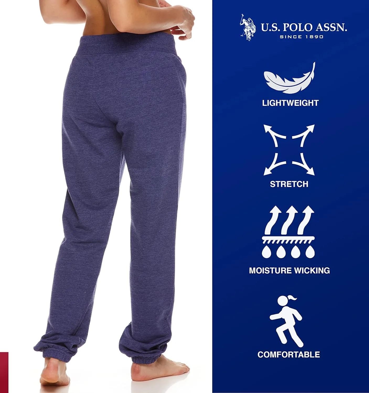 U.S. Polo Assn. Womens Sweatpants - Women Joggers Sweats with Logo Print - French Terry Poly-Cotton