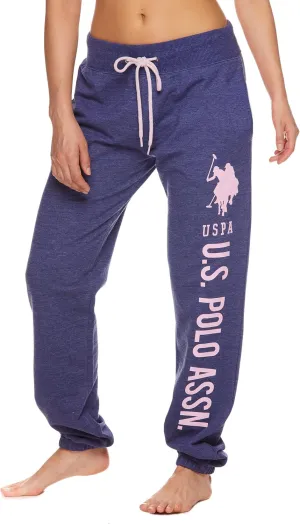 U.S. Polo Assn. Womens Sweatpants - Women Joggers Sweats with Logo Print - French Terry Poly-Cotton